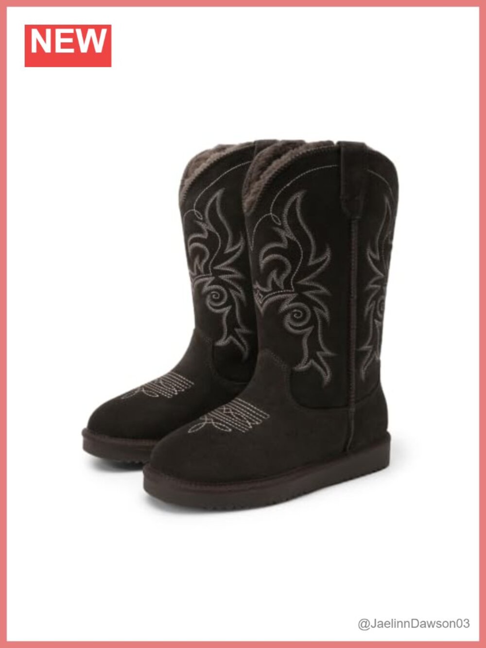 Suede Western Winter Snow Boots Faux Fur Lined Knee High Pull On